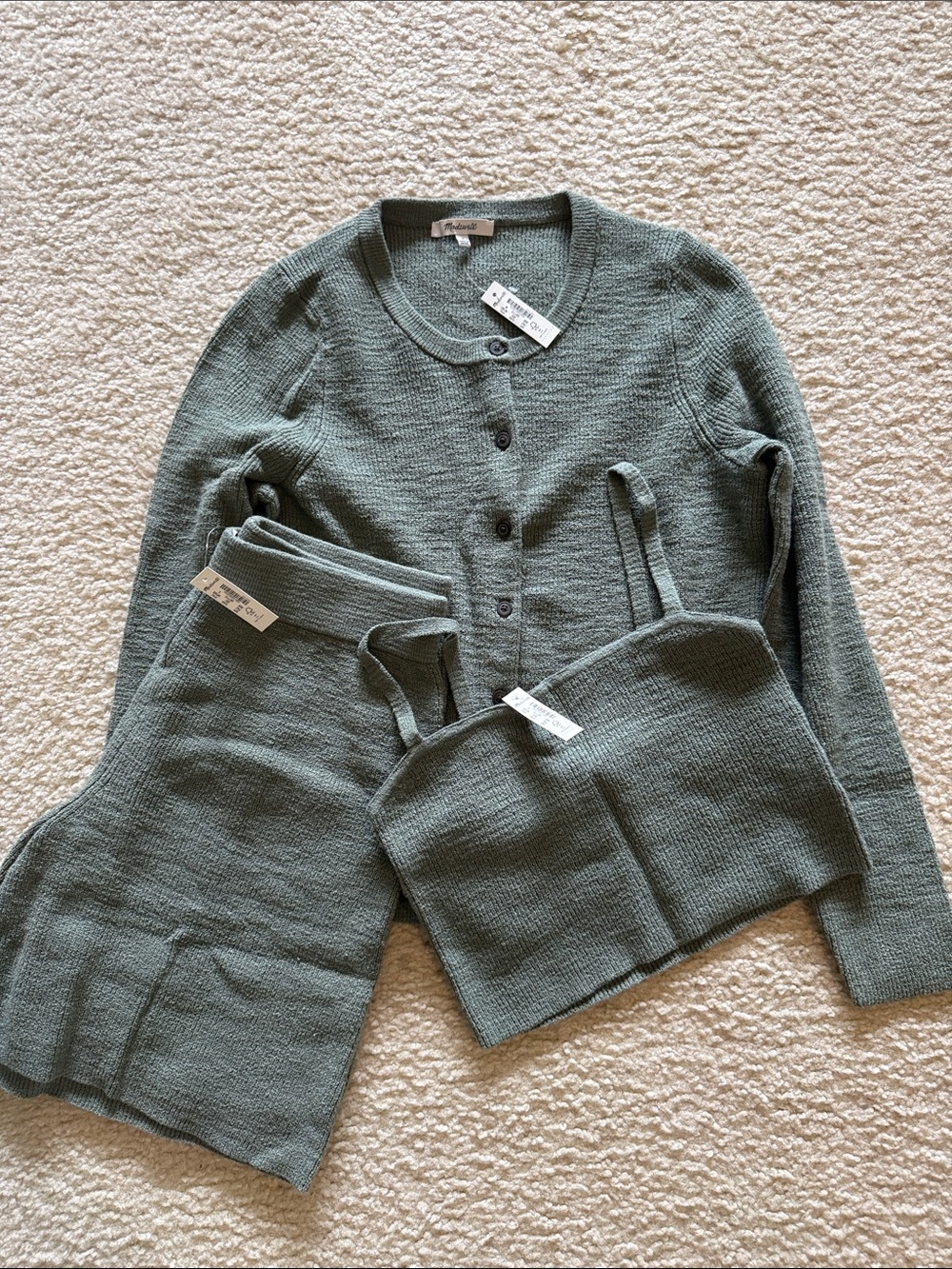 Women's Knit Cardigan & Tank Set in Sage Green